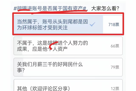 胡总编的账号属于胡总编还是国家？网友用投票给出答案！