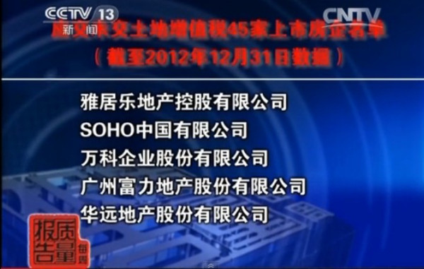 央视批土增税黑洞：任志强潘石屹王石秦晓名列前茅