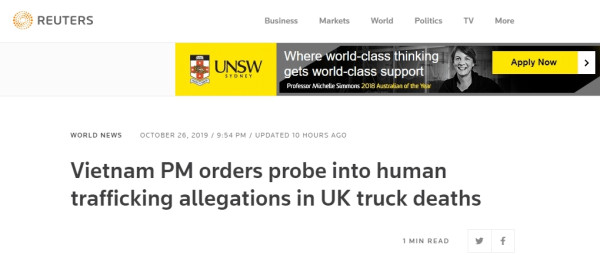 英国集装箱藏尸案最新:越南总理下令调查