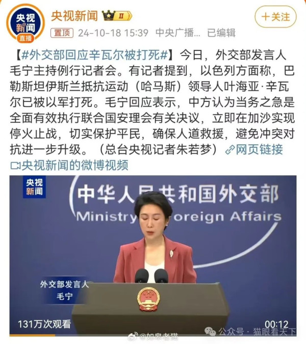 以美高调宣传辛瓦尔被杀，恐怖本性一览无余