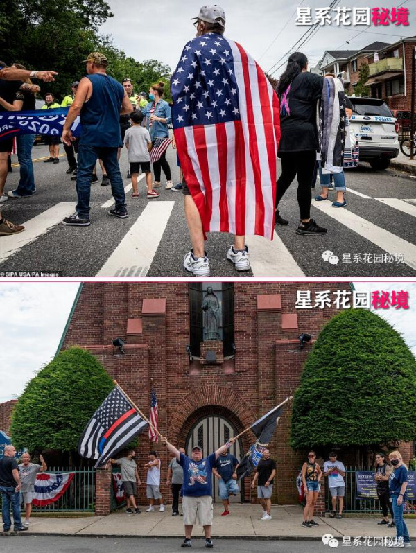 川普大厦门口成“角斗场”!白市长亲手画下的“黑命贵”大街聚集了双方激动的人群…